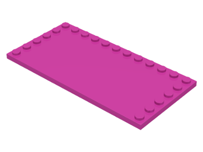 Plate Special 6 x 12 with Studs on 3 Edges in Dark Pink