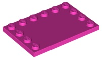 Plate Special 4 x 6, Studs on 3 Edges in Dark Pink
