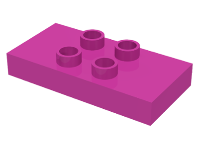 Duplo Plate 2 x 4 x 1/2 with 4 Center Studs [Thick] in Dark Pink