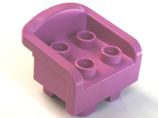 Duplo Chair with 4 Studs, Curved Back and Feet in Dark Pink