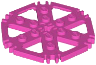 Technic Plate Rotor 6 Blade with Clip Ends Connected [aka Water Wheel] - Solid Studs in Dark Pink