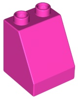 Duplo Brick 2 x 2 x 2 Slope in Dark Pink