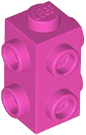 Brick Special 1 x 1 x 1 2/3 with 6 Studs on 3 Sides in Dark Pink
