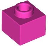 Plate 1 x 1 x 2/3 with Open Stud in Dark Pink