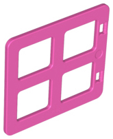 Duplo Door / Window with Four Equal Square Cornered Panes in Dark Pink