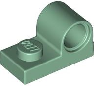 Plate Special 1 x 2 with Pin Hole on Top in Sand Green