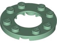 Plate Round 4 x 4 with 2 x 2 Round Opening in Sand Green
