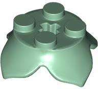 Plant, Leaves, Round 2 x 2 x 2/3 with + Axle Hole and 4 Leaf Extensions in Sand Green