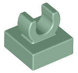 Tile Special 1 x 1 with Clip with Rounded Edges in Sand Green