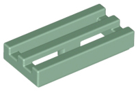 Tile Special 1 x 2 Grille with Bottom Groove in Sand Green