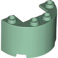 Cylinder Half 2 x 4 x 2 with 1 x 2 Cutout in Sand Green