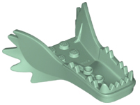 Creature Body Part, Dragon Head Lower Jaw with Fangs and Spikes (Ninjago) in Sand Green