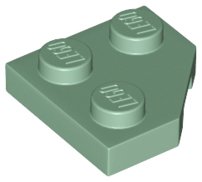 Wedge Plate 2 x 2 Cut Corner in Sand Green