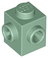 Brick Special 1 x 1 with Studs on 2 Adjacent Sides in Sand Green