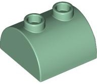 Brick Curved 2 x 2, Two Top Studs in Sand Green