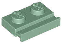 Plate Special 1 x 2 with Door Rail in Sand Green