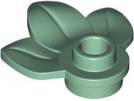 Plant, Plate 1 x 1 Round with 3 Leaves in Sand Green
