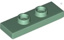 Plate Special 1 x 3 with 2 Studs with Groove and Inside Stud Holder (Jumper) in Sand Green