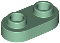 Plate Special 1 x 2 Rounded with 2 Open Studs in Sand Green