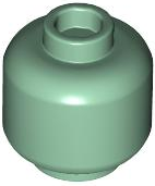Minifig Head [Plain] [Vented Stud - 2 Holes] in Sand Green