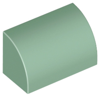 Brick Curved 1 x 2 x 1 No Studs in Sand Green