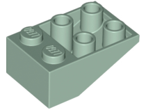 Brick Sloped Inverted 33° 3 x 2, No Connections between Studs, Ovoid Bottom Pin in Sand Green