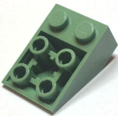 Brick Sloped Inverted 33° 3 x 2, Connections between Studs, Ovoid Bottom Pin in Sand Green