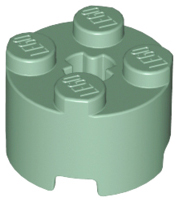 Brick Round 2 x 2 with Axle Hole in Sand Green