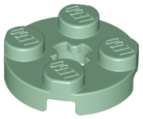 Plate Round 2 x 2 with Axle Hole Type 1 (+ Opening) in Sand Green