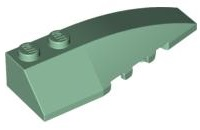 Brick Wedged, Curved 6 x 2 Right, Inner Ridges in Sand Green