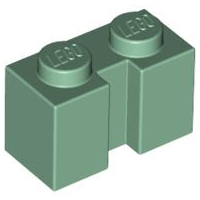 Brick Special 1 x 2 with Groove in Sand Green