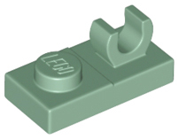 Plate Special 1 x 2, Top Clip [Open O] in Sand Green
