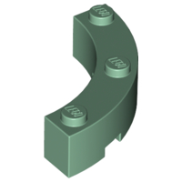 Brick Round Corner 4 x 4 Macaroni Wide with 3 Studs in Sand Green
