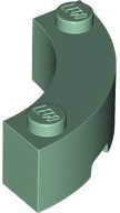 Brick Round Corner 3 x 3 Macaroni with 2 Studs in Sand Green