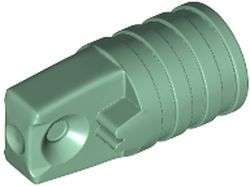 Hinge Cylinder 1 x 2 Locking with 1 Finger and Axle Hole On Ends [No Side Slots] in Sand Green