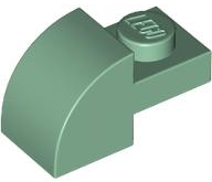 Brick Curved 1 x 2 x 1 with Curved Top in Sand Green