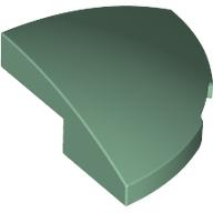 Brick Round Corner, Curved 2 x 2 x 2/3 Quarter Circle With 1 x 1 Bottom Cutout in Sand Green