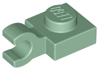 Plate Special 1 x 1 with Clip Horizontal [Thick Open O Clip] in Sand Green