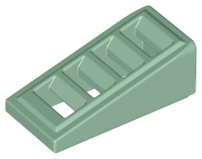 Brick Sloped 18° 2 x 1 x 2/3 with 4 Slots / Grate in Sand Green