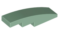 Brick Curved 4 x 1 No Studs [Stud Holder with Asymmetric Ridges] in Sand Green