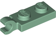 Plate Special 1 x 2 with Clip Horizontal on End in Sand Green