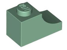 Brick Curved 2 x 1 with Inverted Cutout in Sand Green