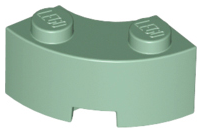 Brick Round Corner 2 x 2 Macaroni with Stud Notch and Reinforced Underside [New Style] in Sand Green