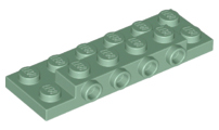 Plate Special 2 x 6 x 2/3 with 4 Studs on Side, 1 Support Wall on Bottom in Sand Green