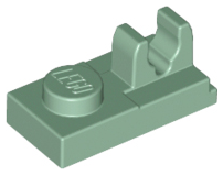 Plate Special 1 x 2, Top Clip [Split] in Sand Green