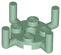 Plate Special Round 2 x 2 with Pin Hole and 4 Bars Up in Sand Green