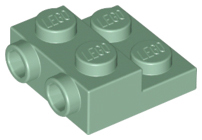 Plate Special 2 x 2 x 2/3 with Two Studs On Side and Two Raised [Solid Anti-stud] in Sand Green