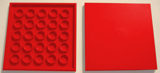 Tile 6 x 6 with Bottom Tubes in Red