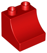 Duplo Brick 2 x 2 x 1 1/2 with Curve in Red