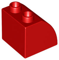 Duplo Brick 2 x 2 x 1 1/2 with Curved Top in Red